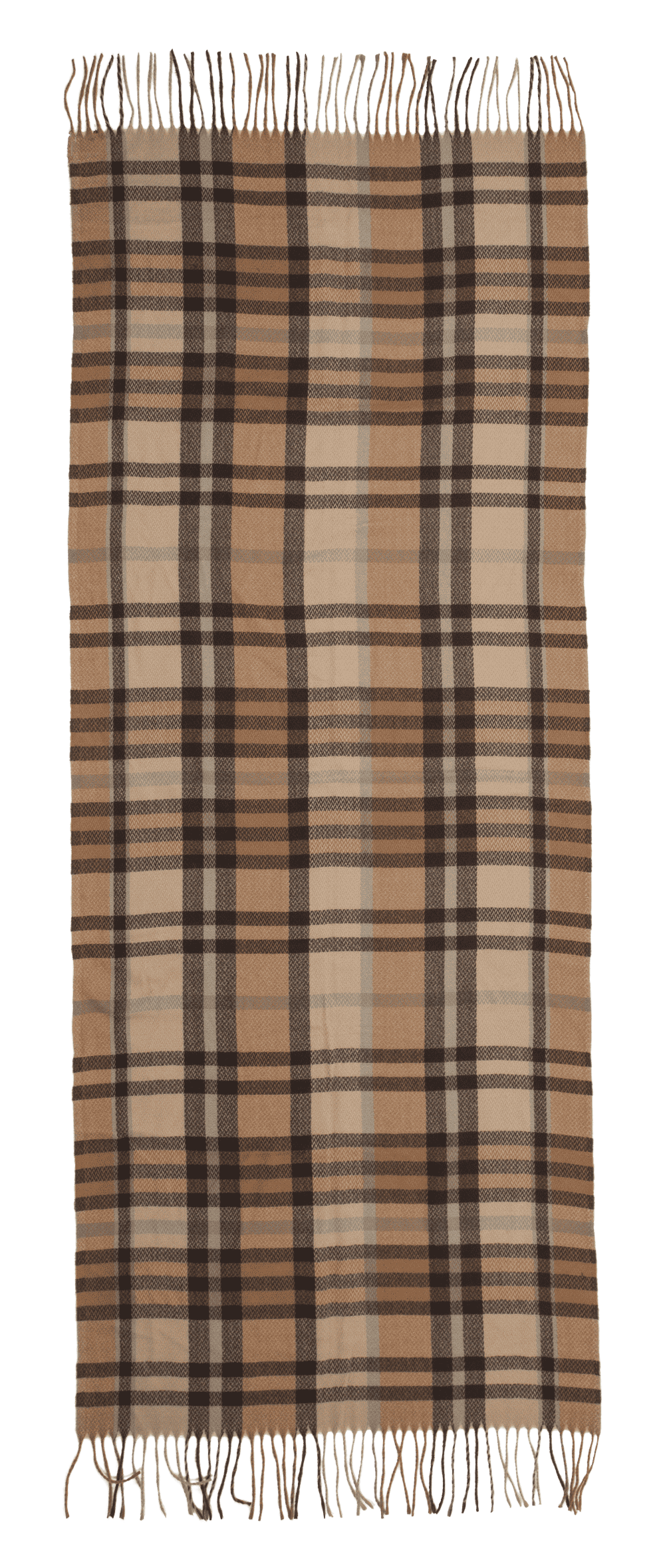 Checked scarf, Elegant, with tassels,