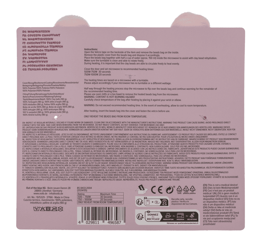 Heat pack, Animal Friends, 4 assorted,