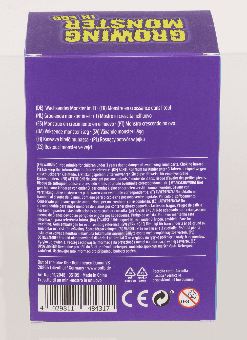 Growing monster in egg, 11 cm,