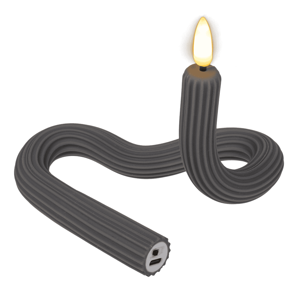 Grey flexibel LED stick candle made of silicone,