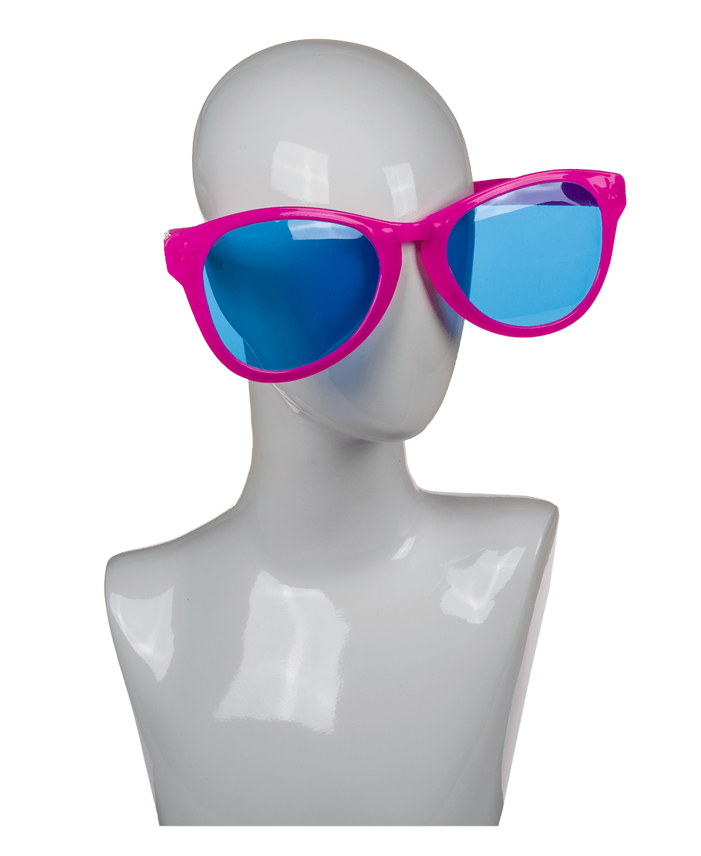 Giant fun glasses with coloured lenses,