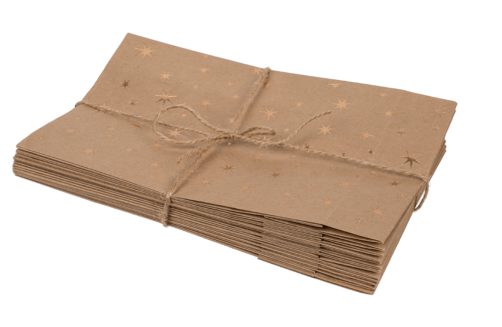 Craft paper bag, stars,