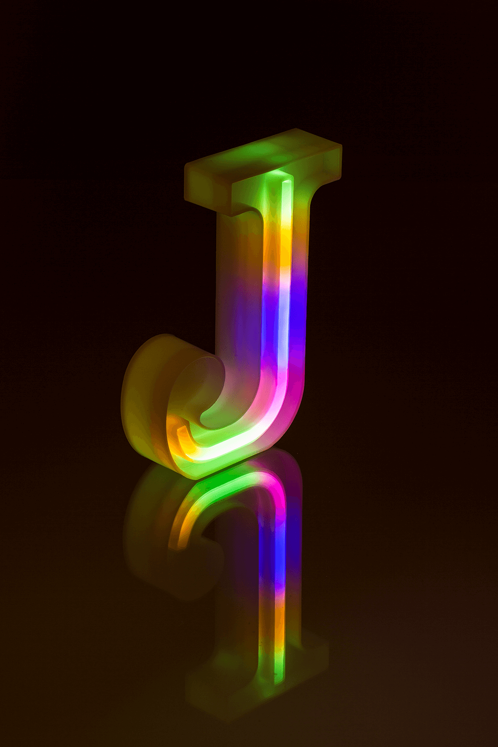 Neon Light Letter; J, Height: 16 cm, for