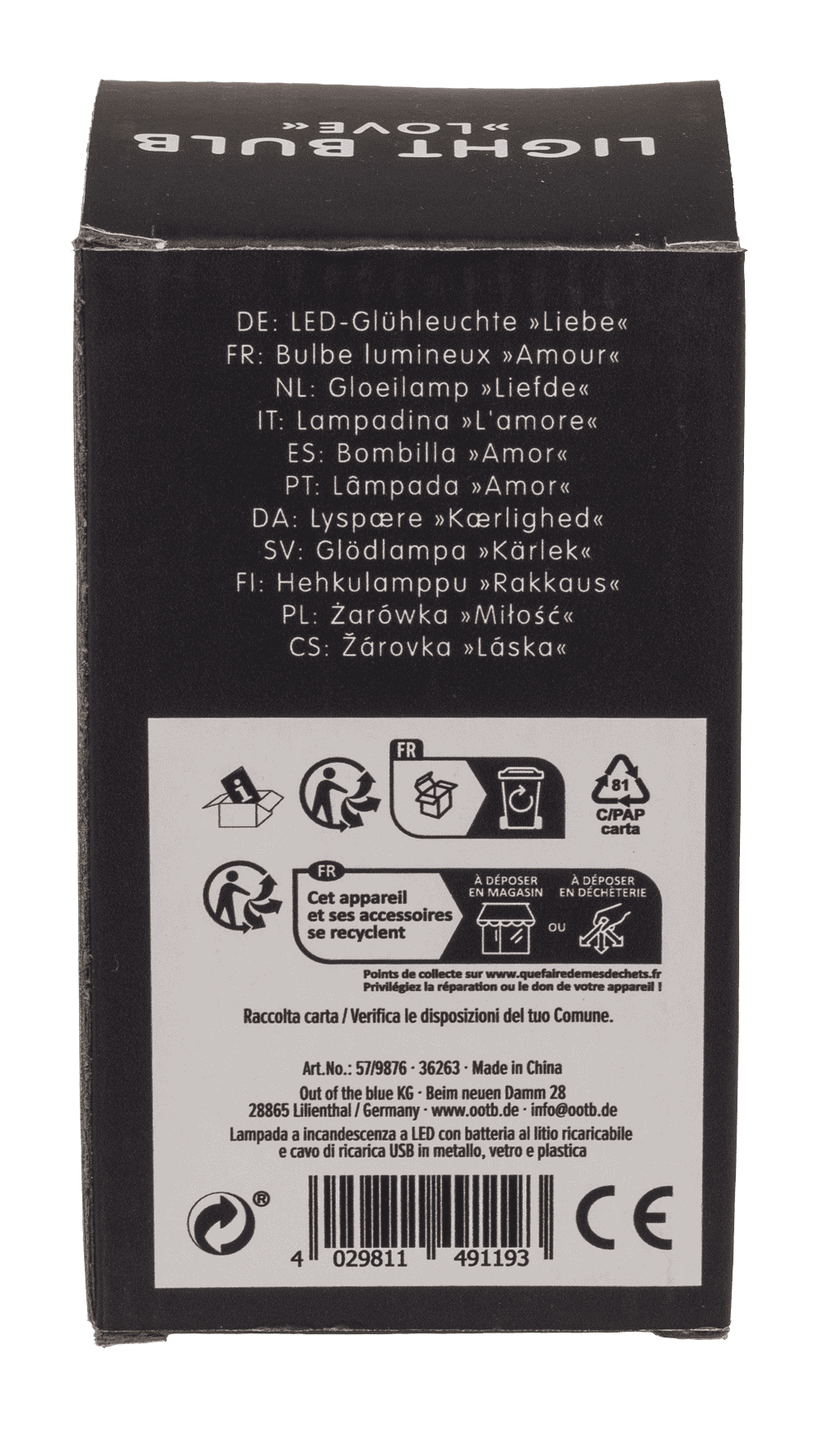 Light Bulb, Love, incl. Lithium battery &