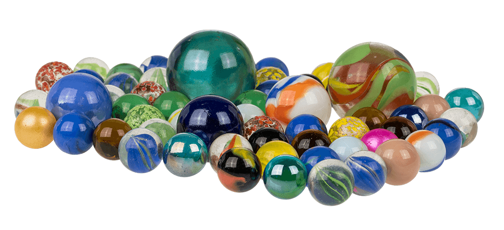 Glass marbles, multicoloured ass.,