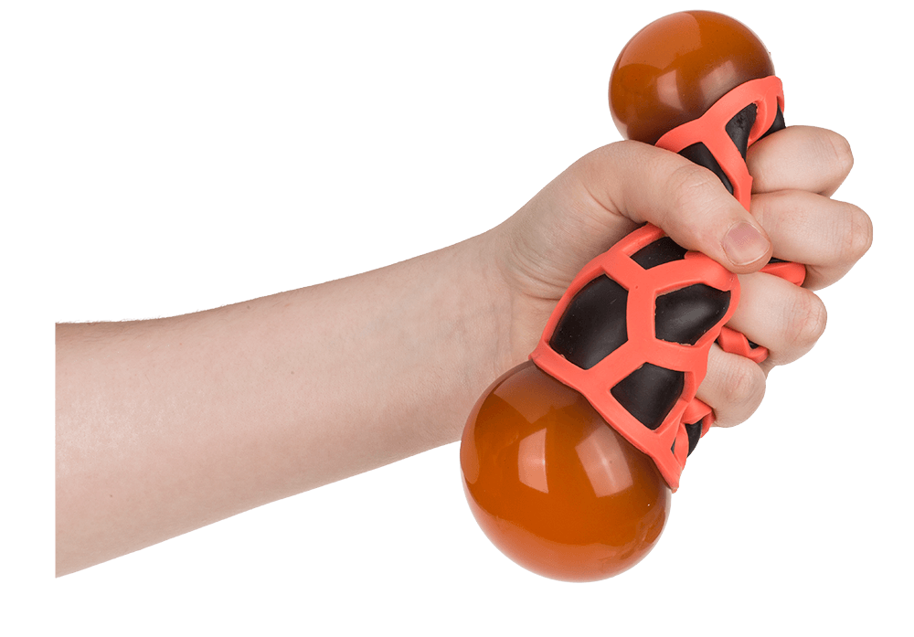 Squeeze ball in rubber net, approx. 8 cm,