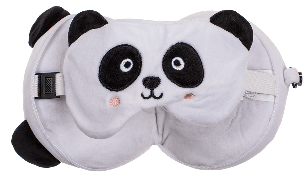 Kids Plush travel pillow with eye mask, Panda,