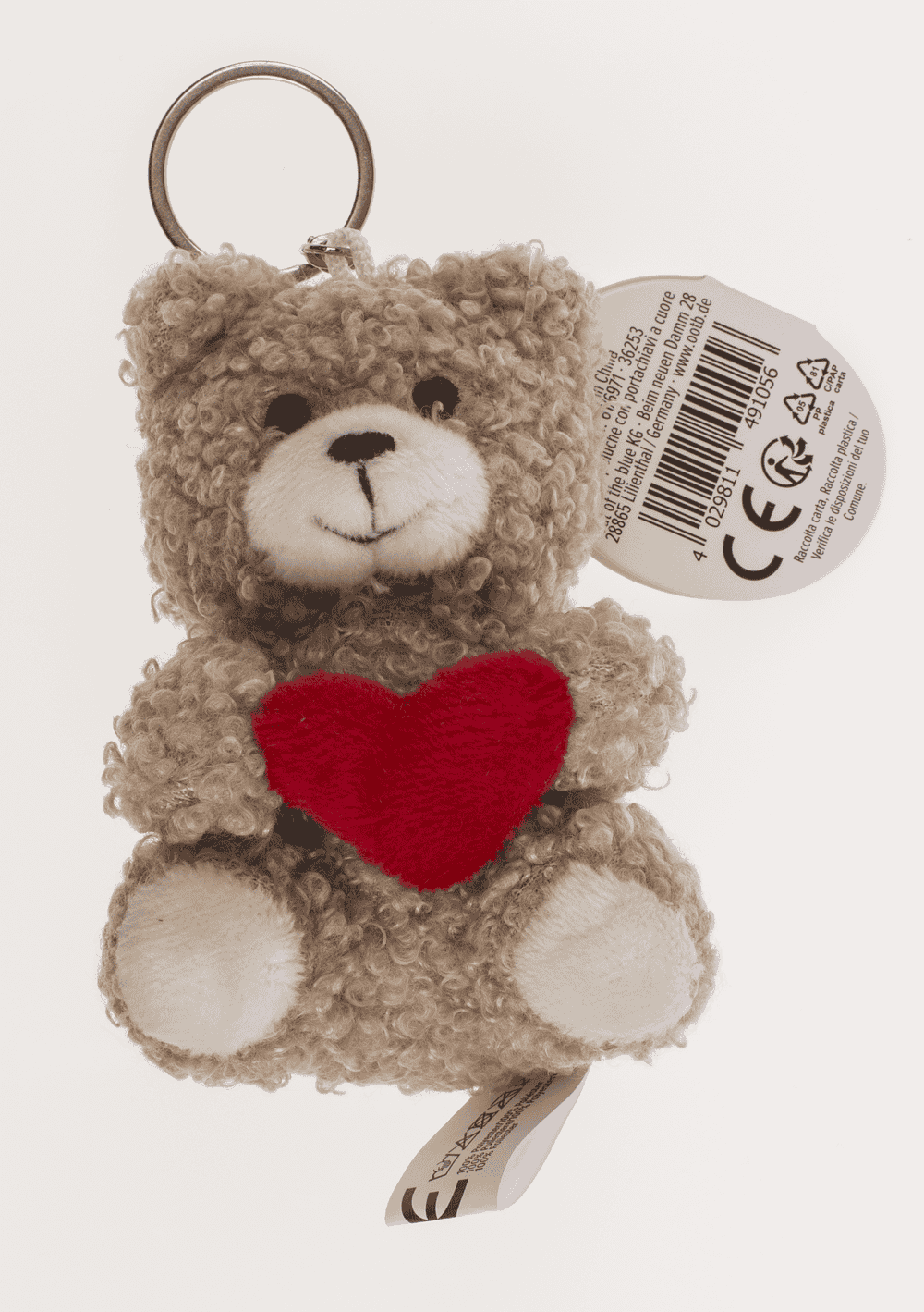 Metal keychain, Plush Bear with Heart,