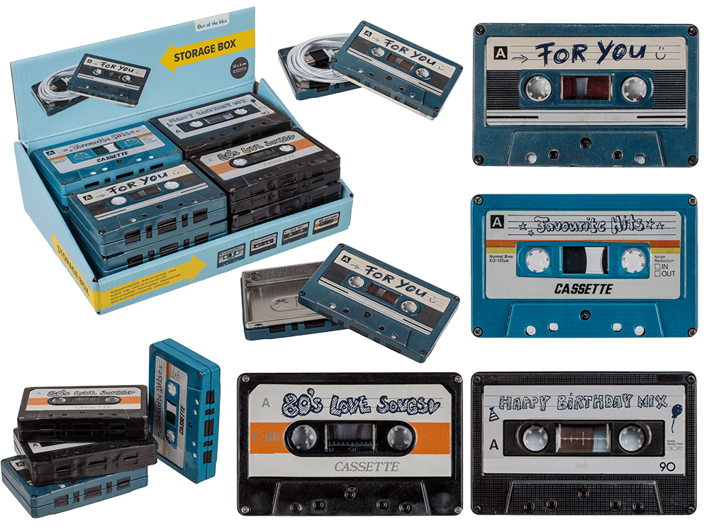 Metal storage box, Music cassette,
