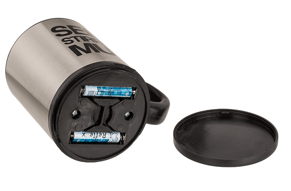 Self stirring mug, stainless steel with plastic,