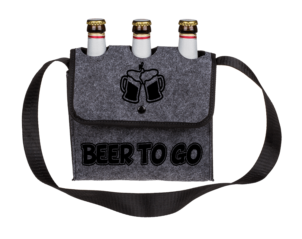 Grey shoulder bag, Beer to go, for 3 bottles