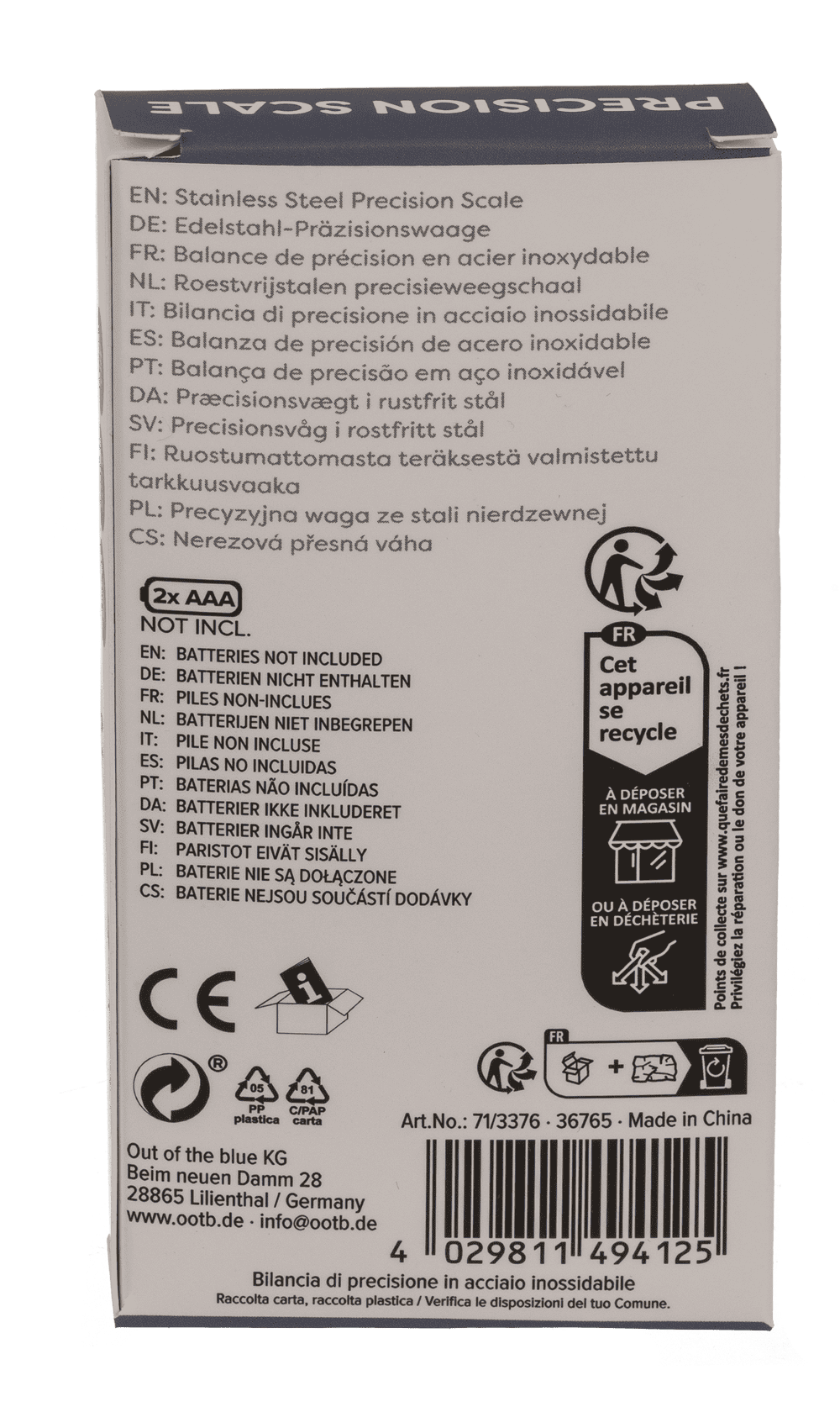 Stainless steel precision scales, 12 x 6 cm,