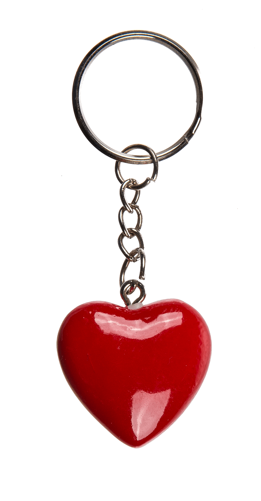 Metal keyring, polyresin heart,