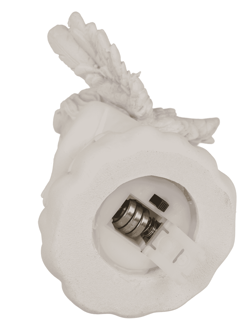 Sitting polyresin angel with white LED ball,