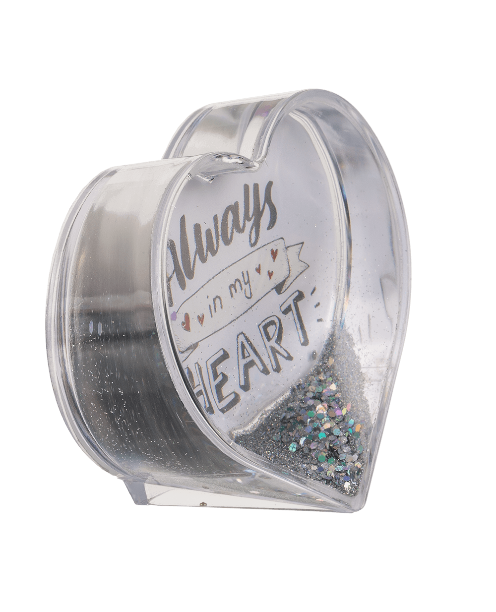 3D Acrylic heart waterglobe with heart foils,