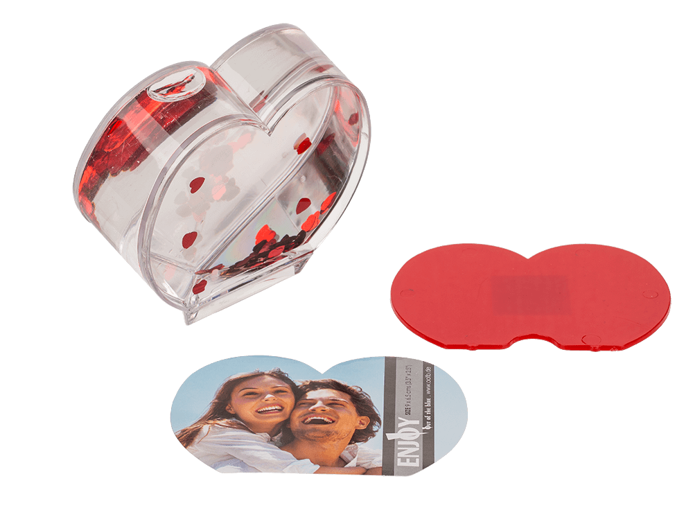3D-Acrylic glitter heart waterglobe with heart
