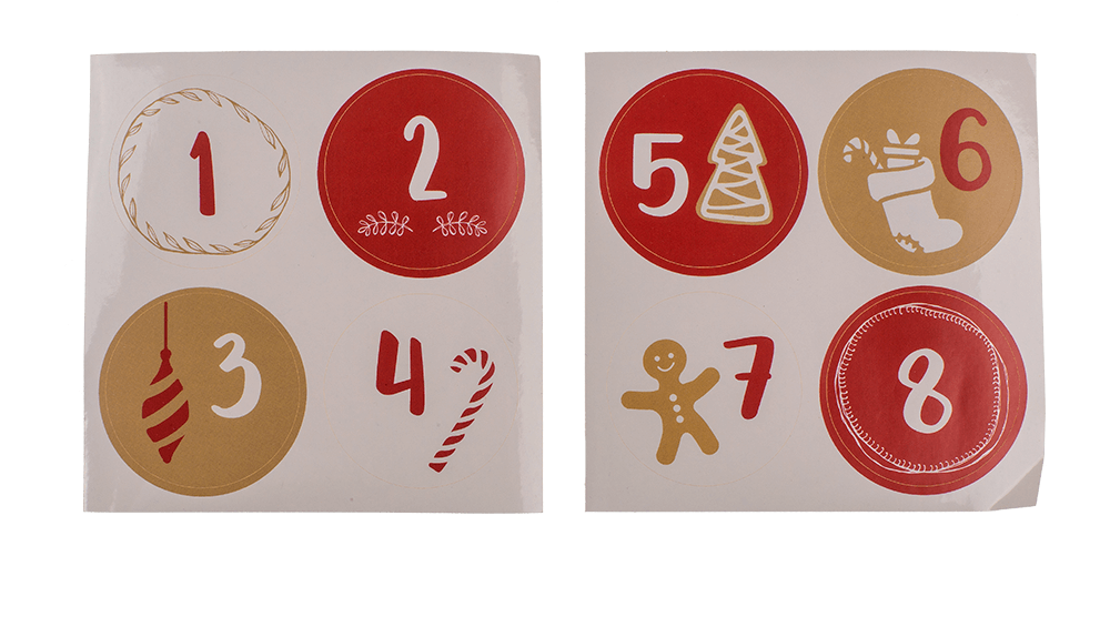 Red/nature coloured advent calender,