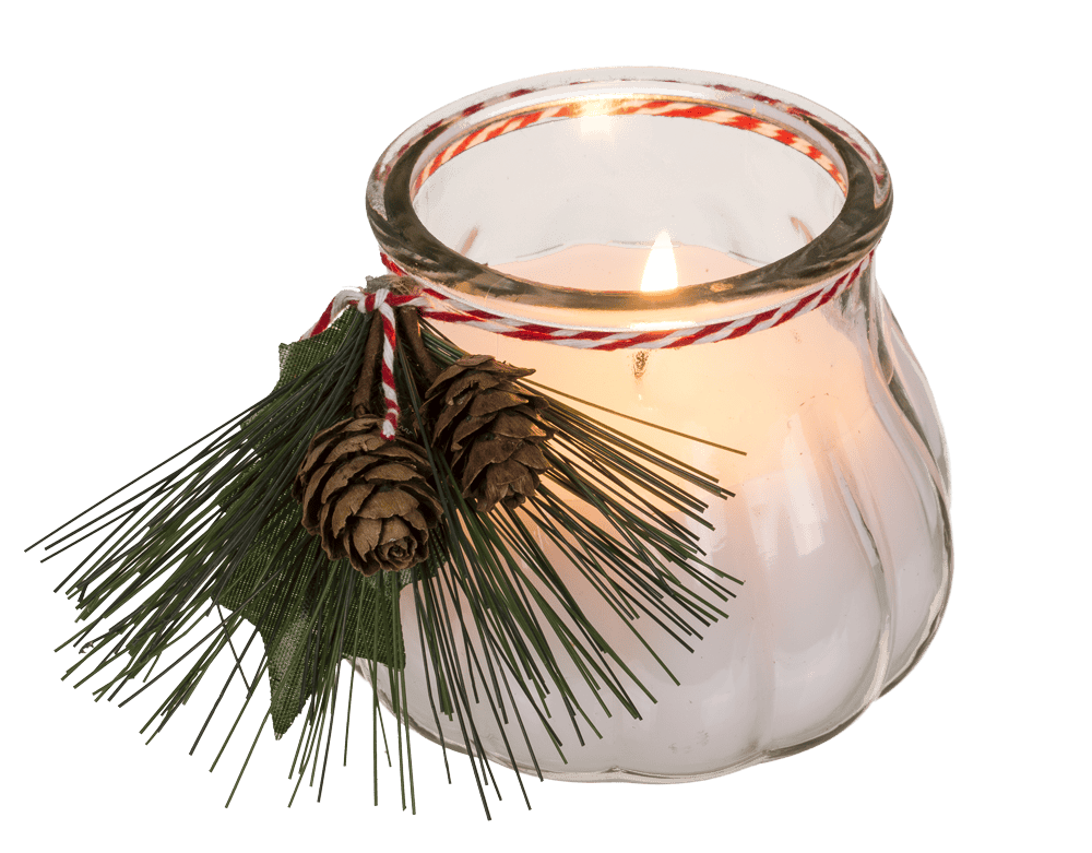 Candle in glass, with decoration,