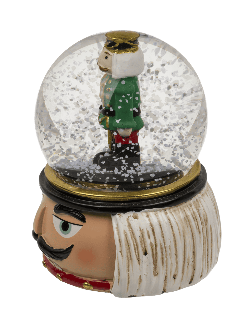 Polyresin snow globe with nutcracker,