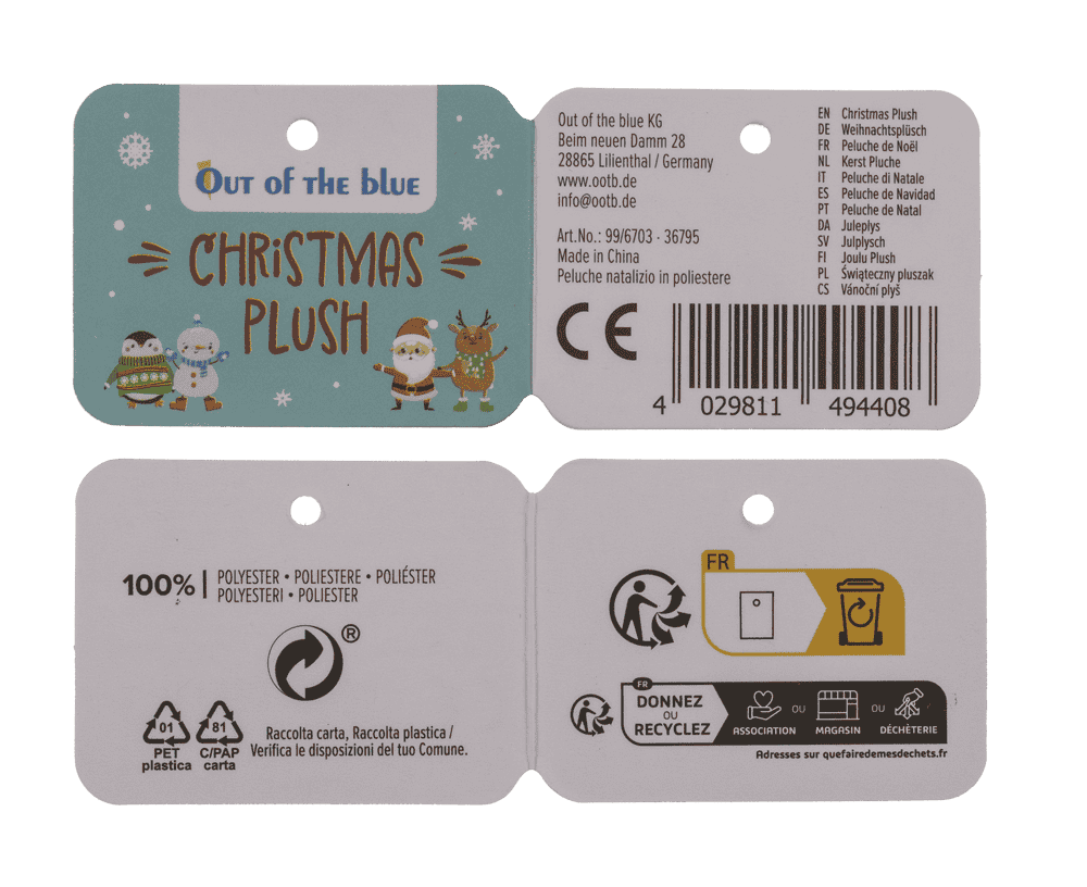 XMAS-Plush, Cute Animals, 15 cm,