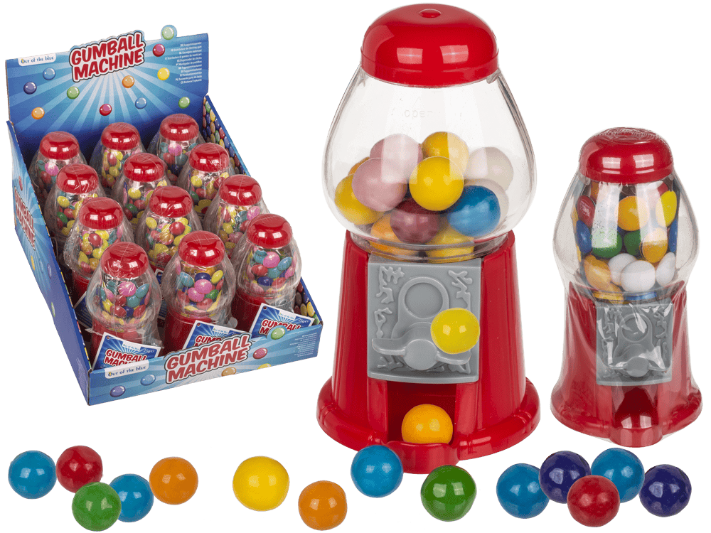Red Gumball Machine, with ca. 25 g chewing gums,