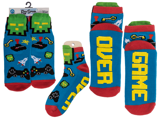 Socks, with ABS sole, Game Over, one size,