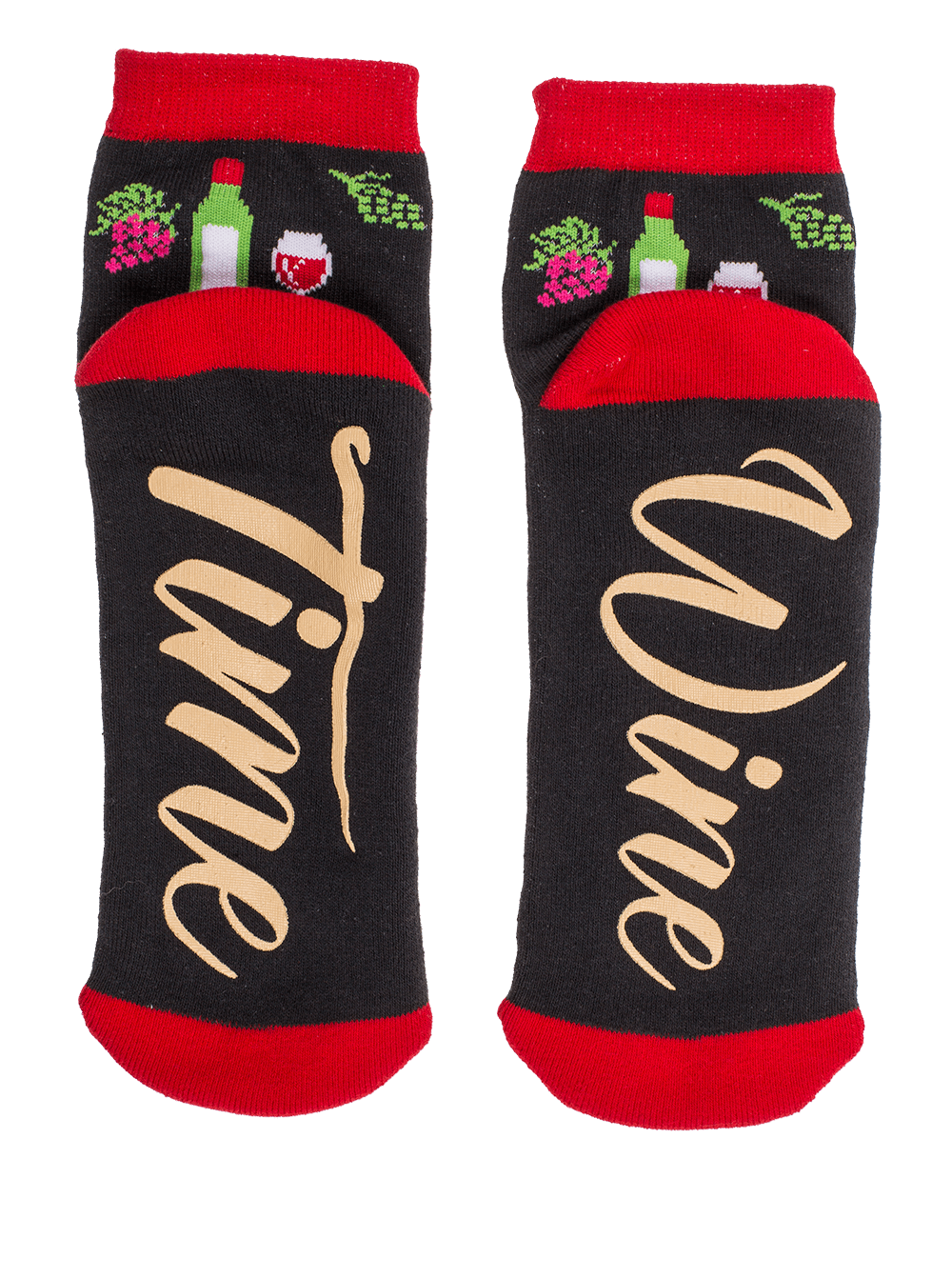 Socks, with ABS sole, Wine Time, one size,