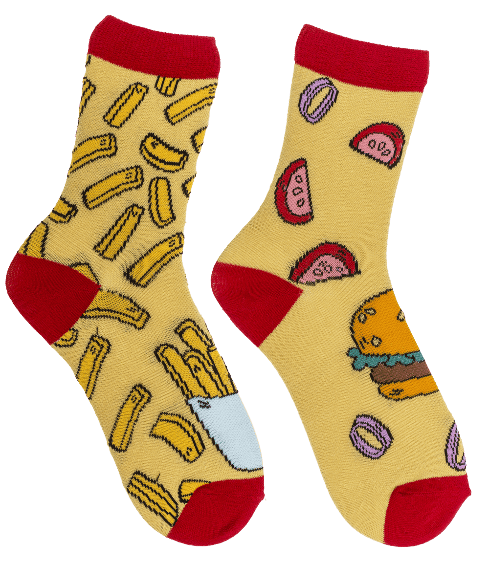 Socks, Fries & Burger, size 36-42,