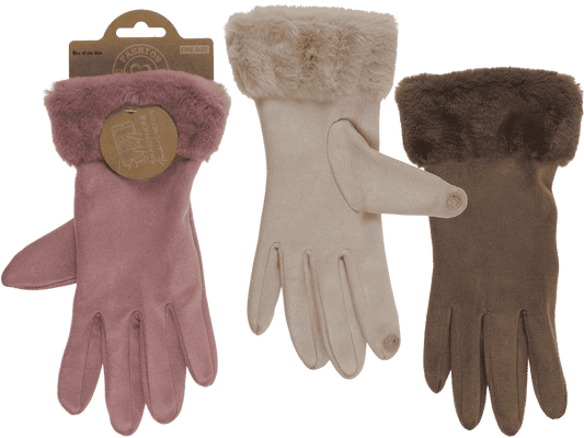 Faux suede winter gloves,