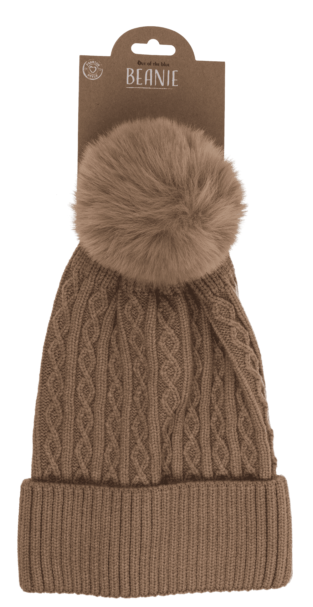 Ladies beanie with fake pur pompom,