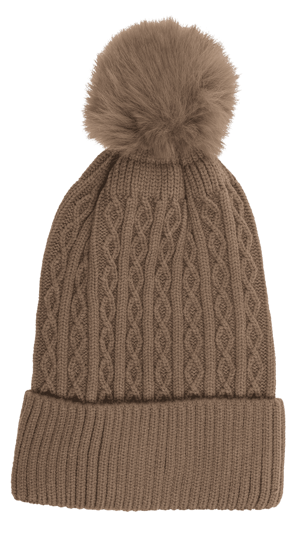 Ladies beanie with fake pur pompom,