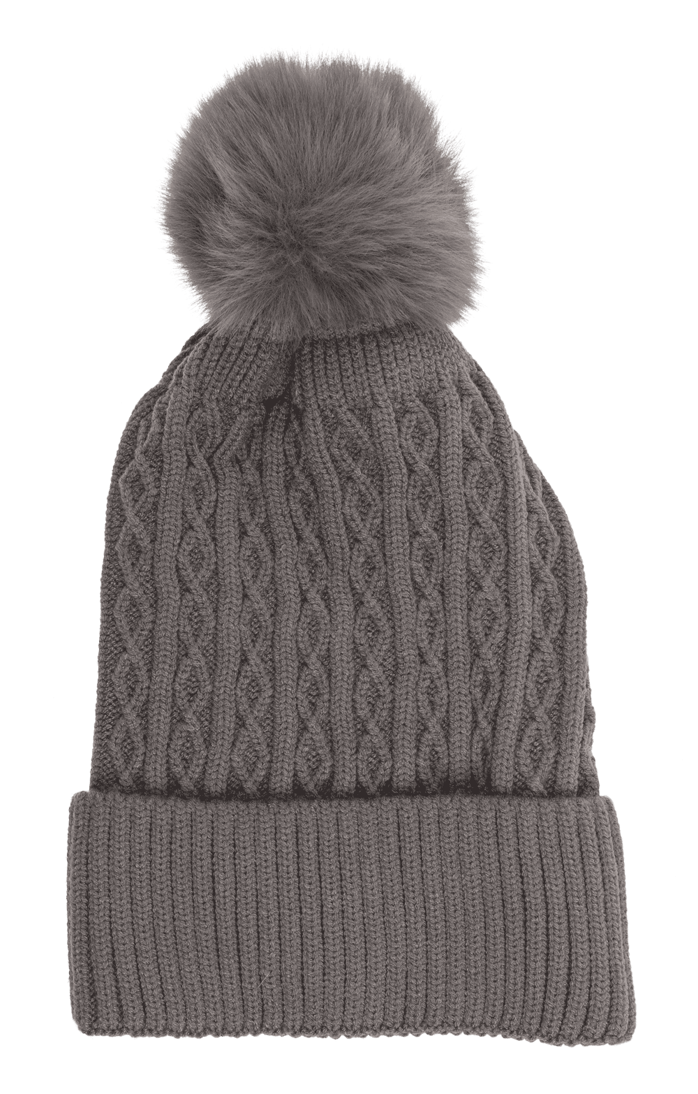 Ladies beanie with fake pur pompom,