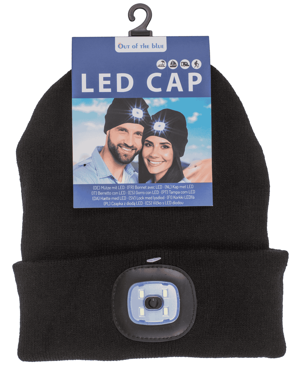 Black cap with 4 LED (incl. batteries),