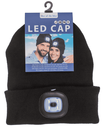 Black cap with 4 LED (incl. batteries),