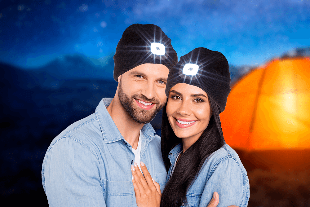 Black cap with 4 LED (incl. batteries),