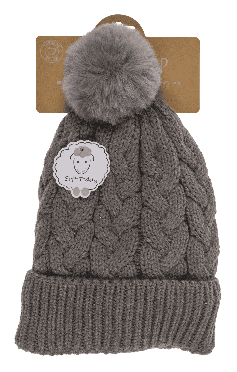 Comfort cap with artificial fur, Cable Stitch,