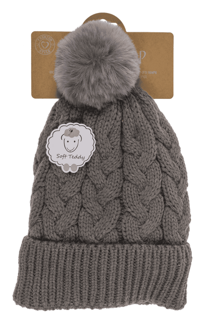 Comfort cap with artificial fur, Cable Stitch,