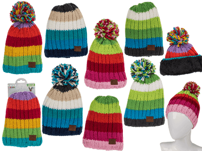 Kids Comfort cap with pompom, Rainbow Colours