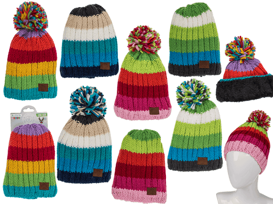 Kids Comfort cap with pompom, Rainbow Colours