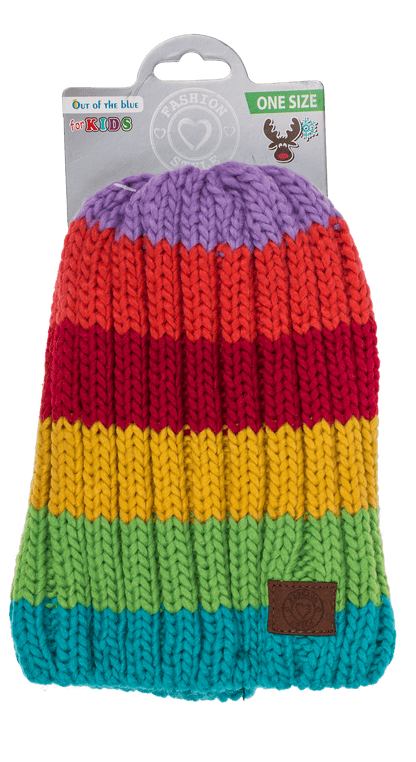 Kids Comfort cap with pompom, Rainbow Colours