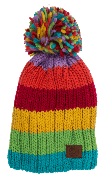 Kids Comfort cap with pompom, Rainbow Colours