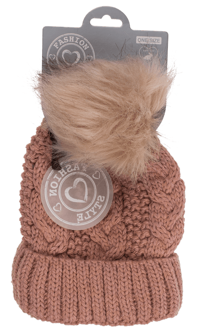 Comfort cap with artifical fur pompom,
