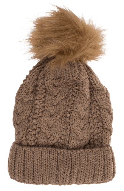 Comfort cap with artifical fur pompom,