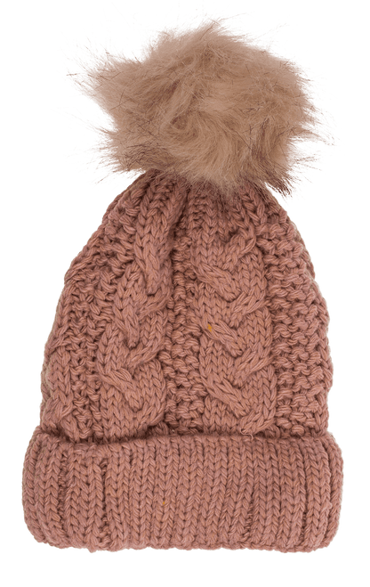 Comfort cap with artifical fur pompom,