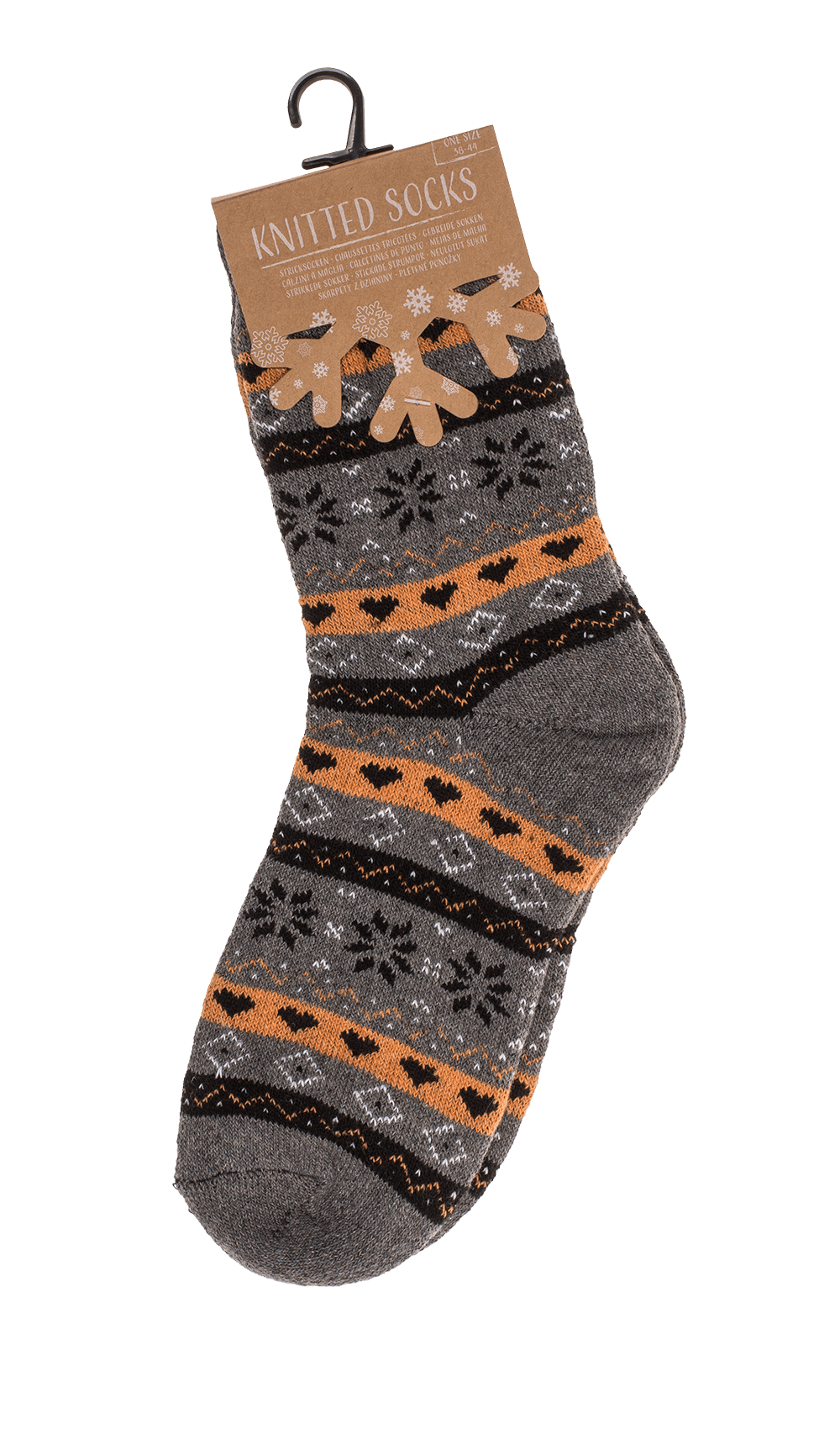 Knitted Socks, Unisex, Iceflower & hearts,