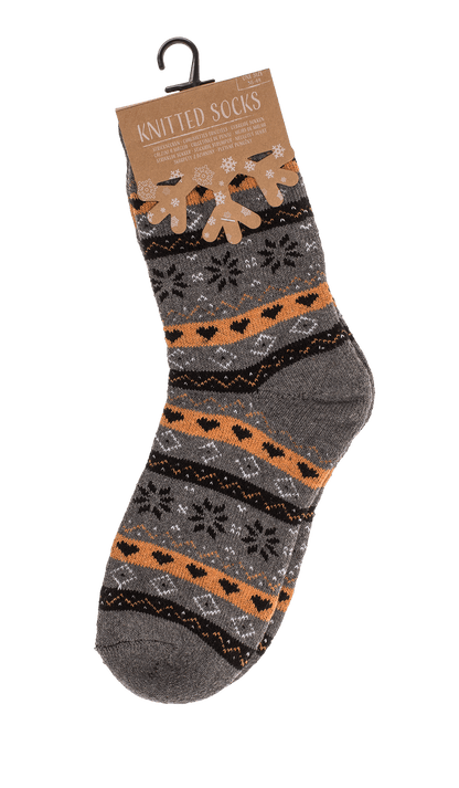 Knitted Socks, Unisex, Iceflower & hearts,