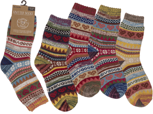 Knitted socks for woman, Good Vibes,