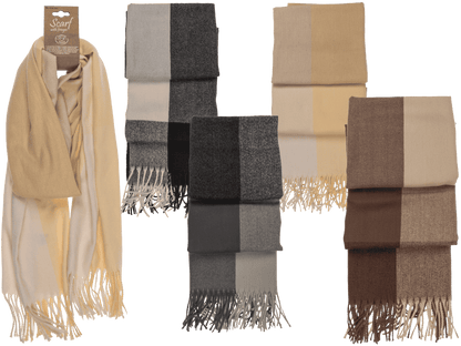 Square patterned scarf with frings, 65 x 180 cm