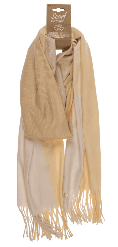 Square patterned scarf with frings, 65 x 180 cm