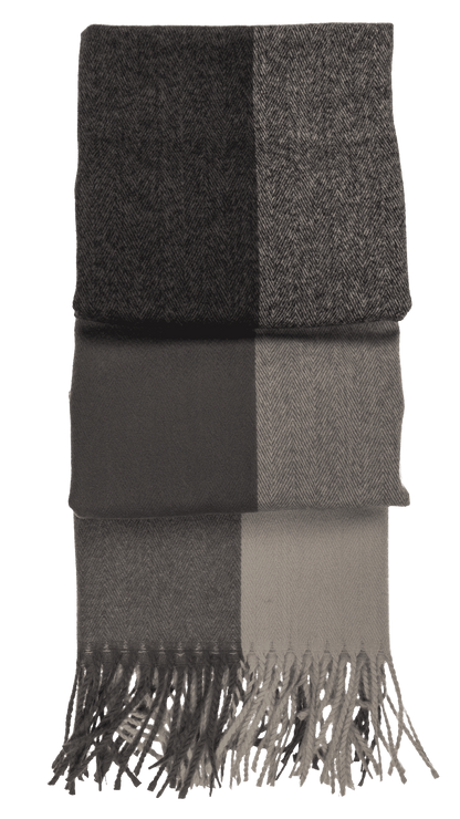 Square patterned scarf with frings, 65 x 180 cm